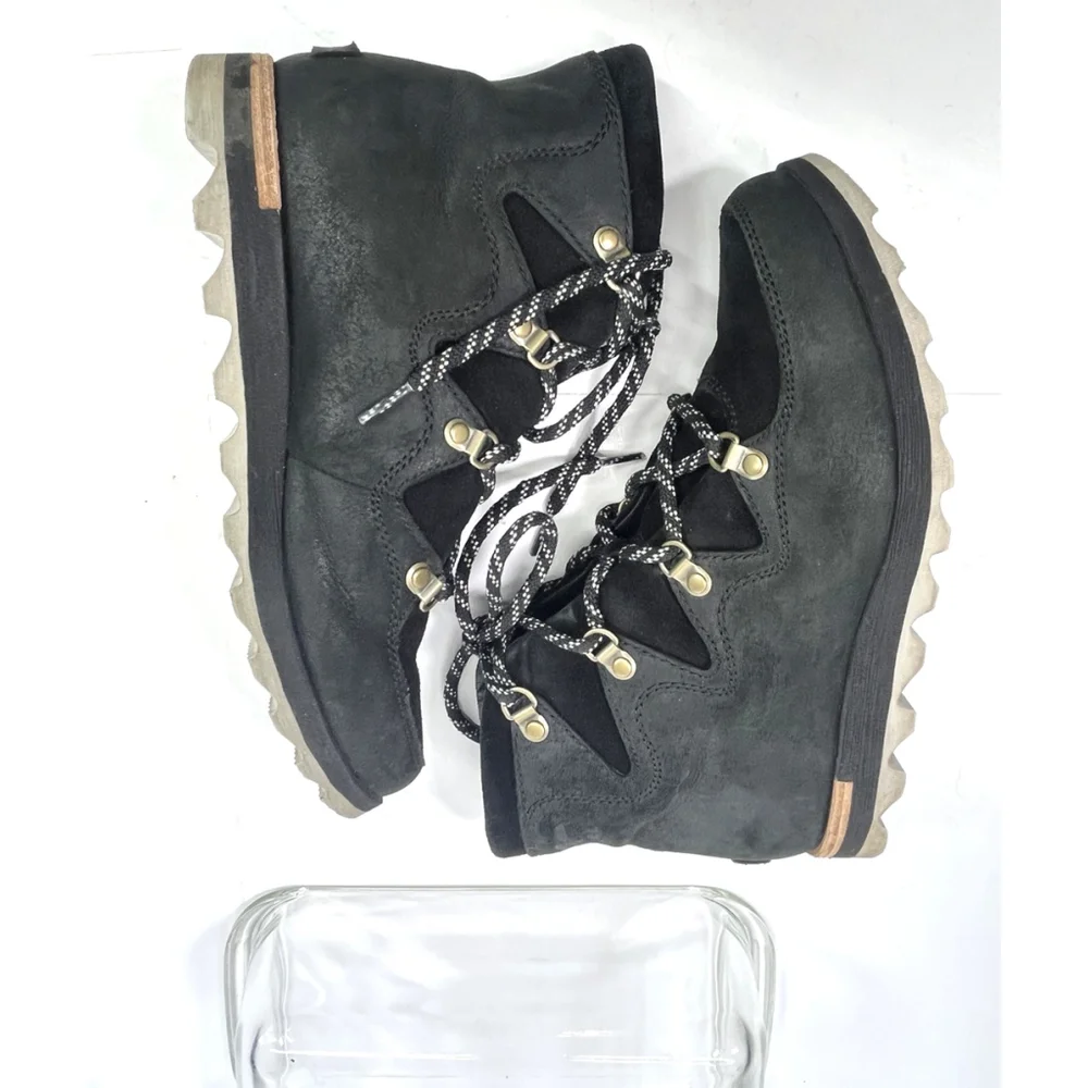 Sorel Boots Ankle Lug Boots Hiking Black Size 8 Suede Sneakchic Water Proof - Picture 12 of 14